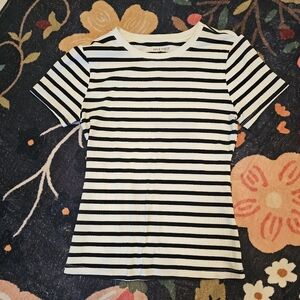Nine West Black & White Striped T-Shirt